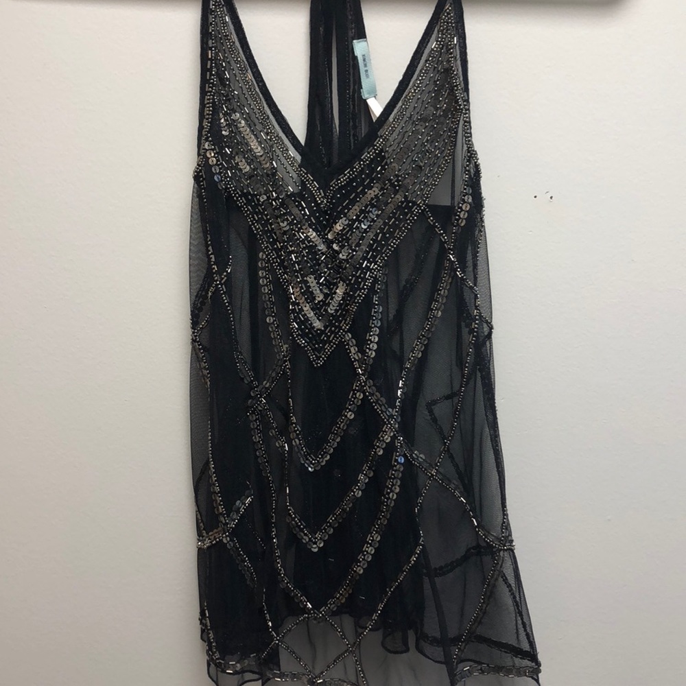 Kimchi Blue Sequin Black Mesh Top